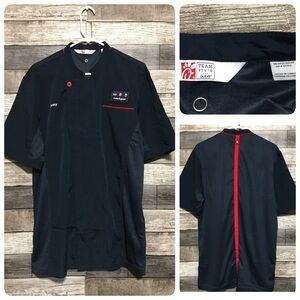 Chic Fil-A Shirt Men's Medium Chef Cook Zip Front Blue Uniform Workwear Jonny